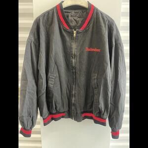 Vtg NASCAR Budweiser Chase Authentics Bud Racing Varsity Denim Jacket Sz Large